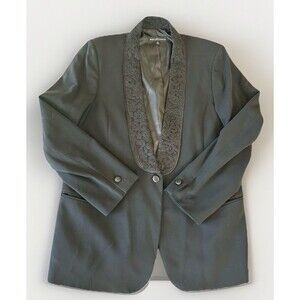 Vintage Jessica McClintock Black Tuxedo Blazer Lace Shawl Lapel Plus Size 18